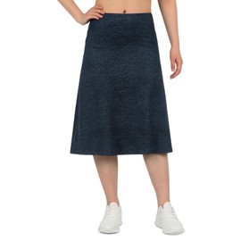 ANIVIVO 26" Knee Length Skorts for Women with Zipper Pockets Midi Skirt Long Athletic Skorts(Dark Denim Blue,M)