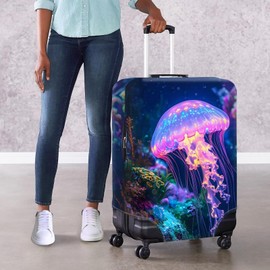 Bigcardesigns Dream Jellyfish Luggage Covers - Cute Suitcase Case Protector Elastic, Washable Baggage Covers in Pink