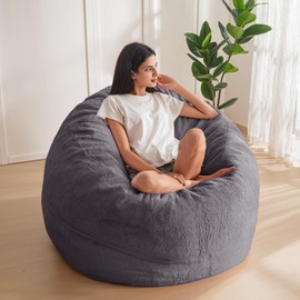 MAXYOYO Bean Bag Chair for Adults, Large 3 ft Bean Bag Chair with Foam Filling, Ultra Soft Fur Lazy Sofa for Living Room Bedroom, Machine Washable Cover