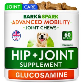 BARK&SPARK Advanced Mobility Joint Supplement - Choose Chews! - Glucosamine Hip & Joint Support for Senior Dogs - Made in UK - 180 Count