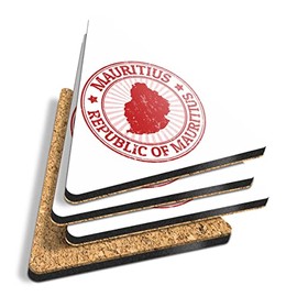 4 x Triangle Coasters - Repubblica Of Mauritius Map Africa Cork Backed MDF Glossy Tea Coffee Accessory #9202