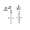 Nklaus Pair or Single Stud Earrings 925 Silver with Cross