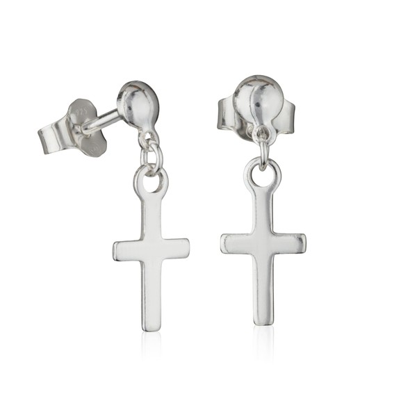 Nklaus Pair or Single Stud Earrings 925 Silver with Cross