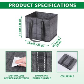 VENO 3 Pack Reusable Grocery Bags, Shopping Bags for groceries, Utility Tote with Handles and Hard Bottom, Foldable Shopping Cart Organizer, Water Resistant, Heavy-Duty (Windowpane, 6 Gallon)