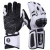 Harssidanzar Carbon Fiber Leather Motorcycle Gloves KM045UK White Black XXL