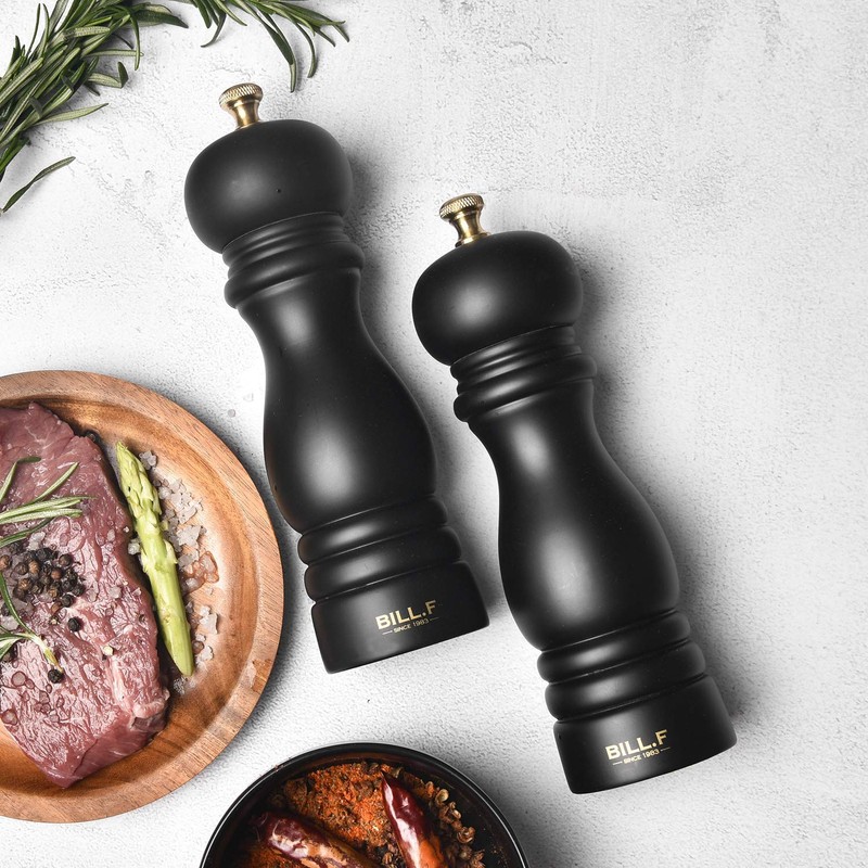 BILL.F Salt and Pepper Grinder Wooden Pepper Mill Grinder Salt