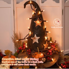 ooLALoo 13FT 50 Count Clear Mini Christmas String Lights Brown Wire, UL Certified Incandescent Fall Decorations Lights Connectable for Autumn, Thanksgiving, Home, Patio, Indoor, Outdoor, Xmas Decor