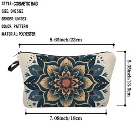 Livel lhood Kaleidoscope Mandala Makeup Bag Cute Small Organizer Zipper Pouch Kaleidoscope Mandala Cosmetic Bag Birthday Present for Women Friends, hzz16488, Small