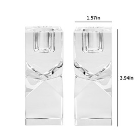 DONOUCLS Home Crystal Candlestick Holders Pack of 2 Clear Crystal Taper Candles Holder, Table Centerpieces for Party and Wedding Decoration(3.9''Tall)
