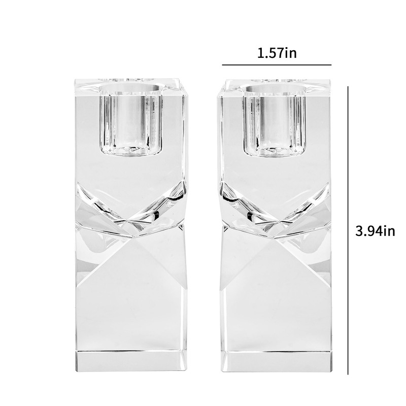 DONOUCLS Home Crystal Candlestick Holders Pack of 2 Clear Crystal