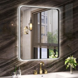 S·BAGNO 36’’x30’’ Framed Led Bathroom Mirror with Touch Buttons, Lighted Bathroom Mirror with Defogger, Brightness Dimmable, 2 Lights Color Temperatures, Hung Vertically & Horizontally