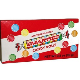 Smarties Assorted Flavor Candy Rolls Theater Box, 3.5 oz, Pack of 3