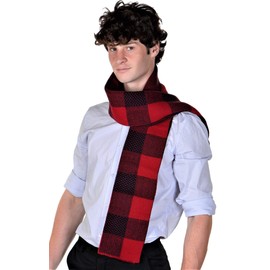 RWB Men's Big Plaid Cold Weather Long Scarf Burgundy Navy