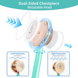 SCIAN Dual Head Stethoscope with Ear Tips, Professional Stethoscopes for Doctors, Nurses, Medical Nursing Students, Clinical Student Use, Classic Stainless Steel Stethoscope Kit, Green Tube