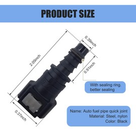 cerfioo 2 PCS Automotive Fuel Line Quick Connector, 9.49ID8 Straight PA12 Plastic Anti Misoperation Limit Structure Quick Connector with Sealing Ring, Replacement Parts, for Most Cars (Black)
