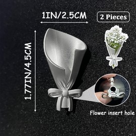 MIUPOO Flower Insert Brooch,DIY Corsage Brooch Accessory,Wearable Metal Flower Bouquet Pins,for Wedding,Homecoming,Ceremony and Party,Silver,2 Pieces.