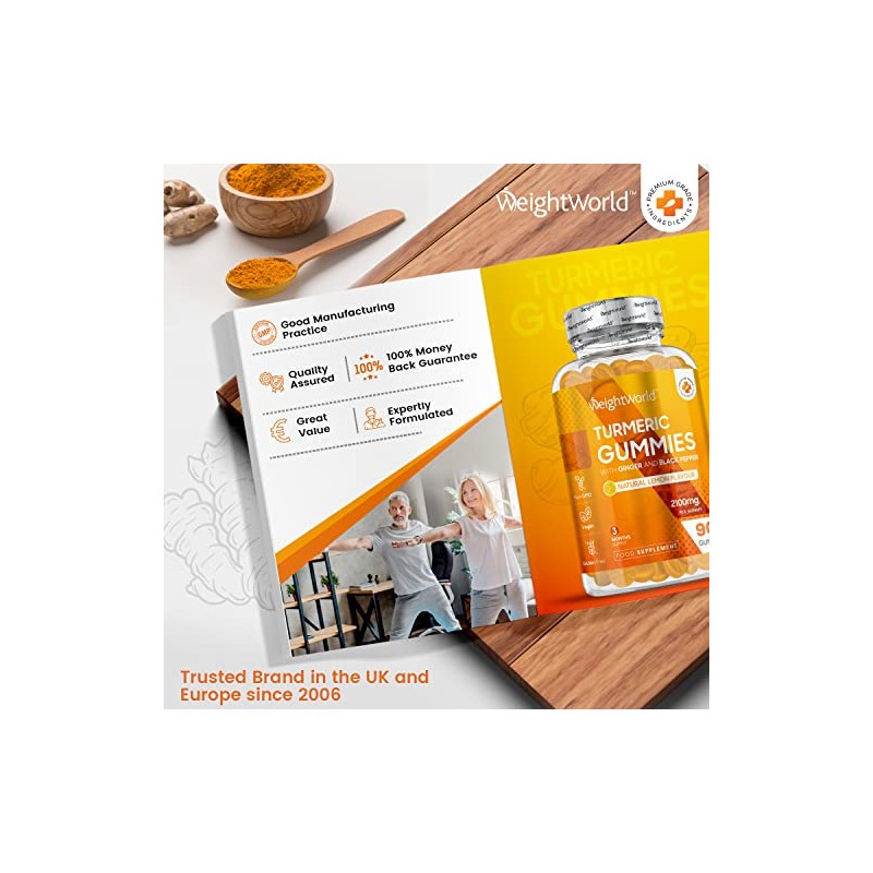 Turmeric and Black Pepper Gummies with Ginger 2100mg - 90