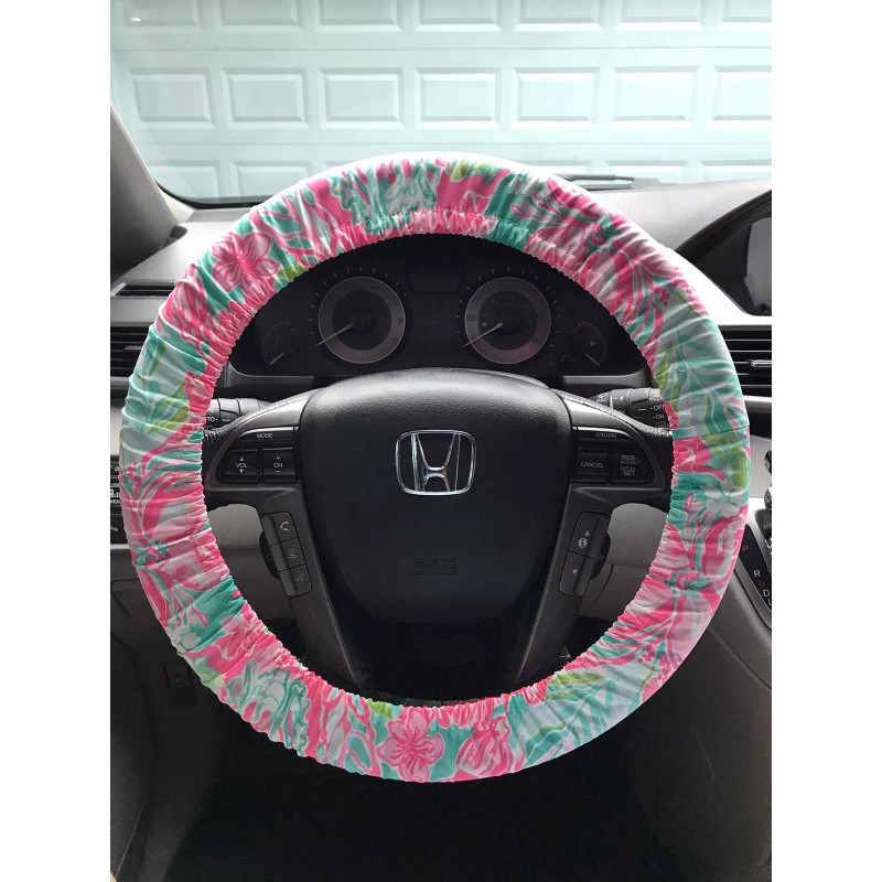 Designer Lilly Fabric steering wheel cover