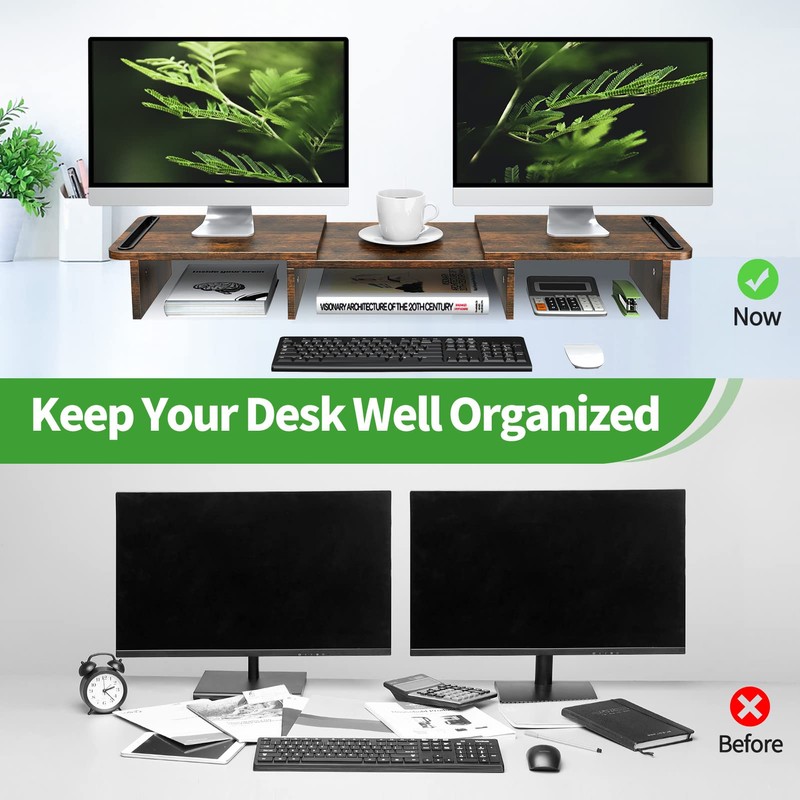 Zimilar Dual Monitor Stand Riser, Monitor Stand with Adjustable Length