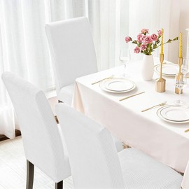 Aertiavty Chair Covers for Dining Room Set of 6 Kitchen Chair Covers, Dining Room Chair Covers Chair Slipcover Parsons Chair Covers, White