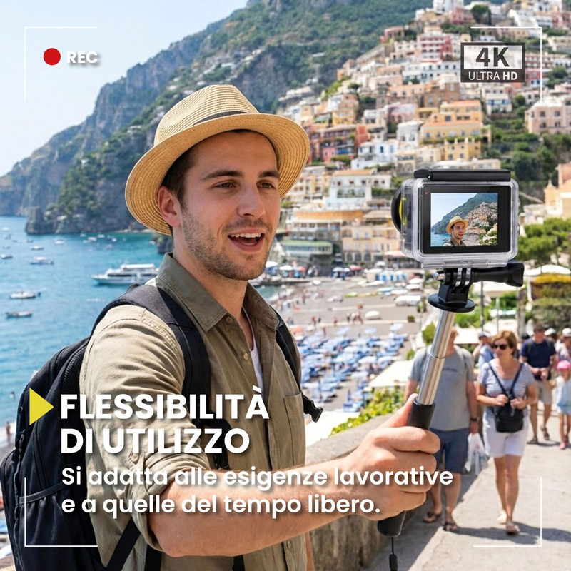 Midland Videocamera Action CAM H5 Pro Nera e Giallo C1515,