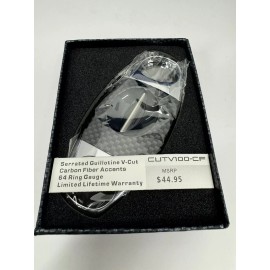 Lotus Jaws V-Cut Cigar Cutter CUTV105 - Chrome and Carbon Fiber - New