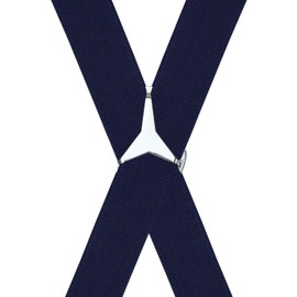 Tirantes ajustables X-Back de 1,4 pulgadas de ancho con 4 clips para hombre, Marino, Large