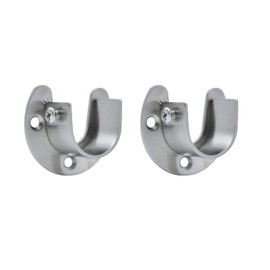 TOP-MAX 25mm Stainless Steel Cabinet Rod Base Heavy Duty Cabinet Rod Supports Flange Rod Holder U Shape Wardrobe Holder Shower Curtain Pack of 2