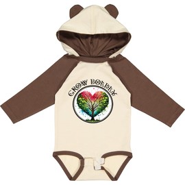 inktastic Grow Boldly Inspirational Tree Long Sleeve Creeper 12 Months Natural & Brown W Ears 45a55