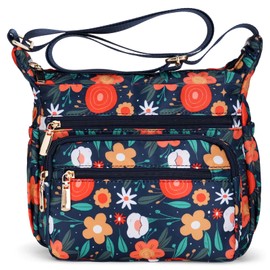 RNIEGA Women's Crossbody Shoulder Bag Purse, Lightweight Nylon Handbag with Adjustable Strap, Multi-Pocket Satchel for Ladies Travel Work