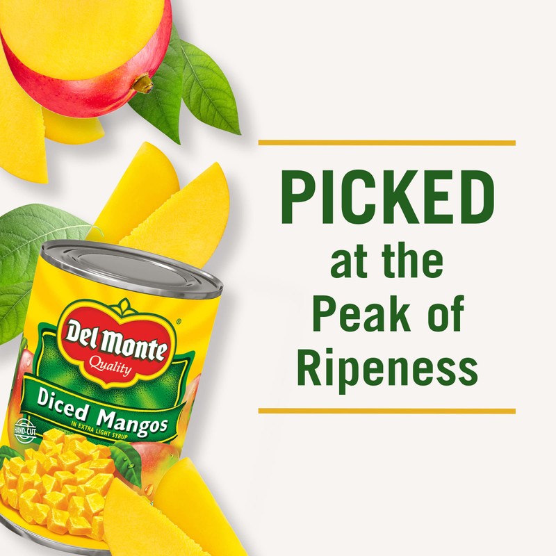 Del Monte Diced Mango in Extra Light Syrup, Canned Fruit,