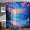 Moon Ocean Beach Shower Curtain, Fantasy Starry Night Sky, 70Wx70H