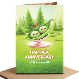 Raojozen Funny Anniversary Card for Wife Husband Boyfriend Girlfriend Him Her - Cute Romantic Peas in a Pod Joke Greeting 5x7 inch