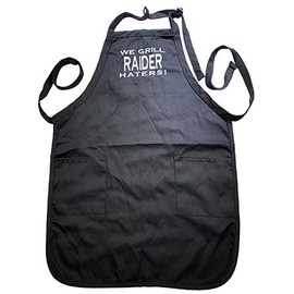 KNBC Graphics Embroidered Apron We Grill Raiders Haters - Sports-Themed Grilling Apron - Black - Unisex-Adults
