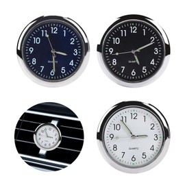3pcs Car Clocks For Dashboard Universal Functional Mini Tiny Analog Small Luminous Easy To Read Automotive Car Boat Time Air Vent Stick On Clock Watch Dash Instrument Decoration Black White Blue