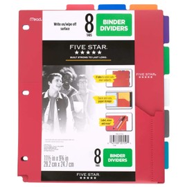 Five Star 8-Tab Binder Dividers with Pocket Multicolor Multi-Colored