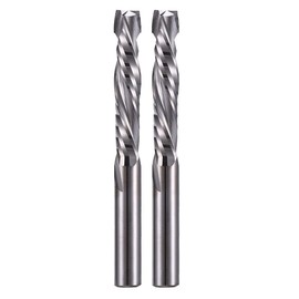 Hozly 2pcs Carbide Compression Router Bit Up & Down 2 Flute End Mills 6mm (0.236inch) Shank 6mm (0.236inch) Cutting Diameter 32mm (1.26inch))CNC Mill Machine Cutting Length 3D Profile Detail Engraving