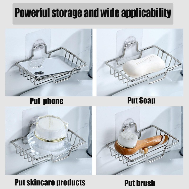 2 Pcs Soap Dish Holder, No Drilling, 304 Rustproof Stainless