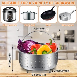 Gowkeey Steamer Insert Stainless Steel 304, Steamer Insert for Pot, Steamer Insert for Pot, Steam Basket, Strainer Insert for Pots, Cooking Pots, Pressure Cooker, Steaming Vegetables Fruits Eggs