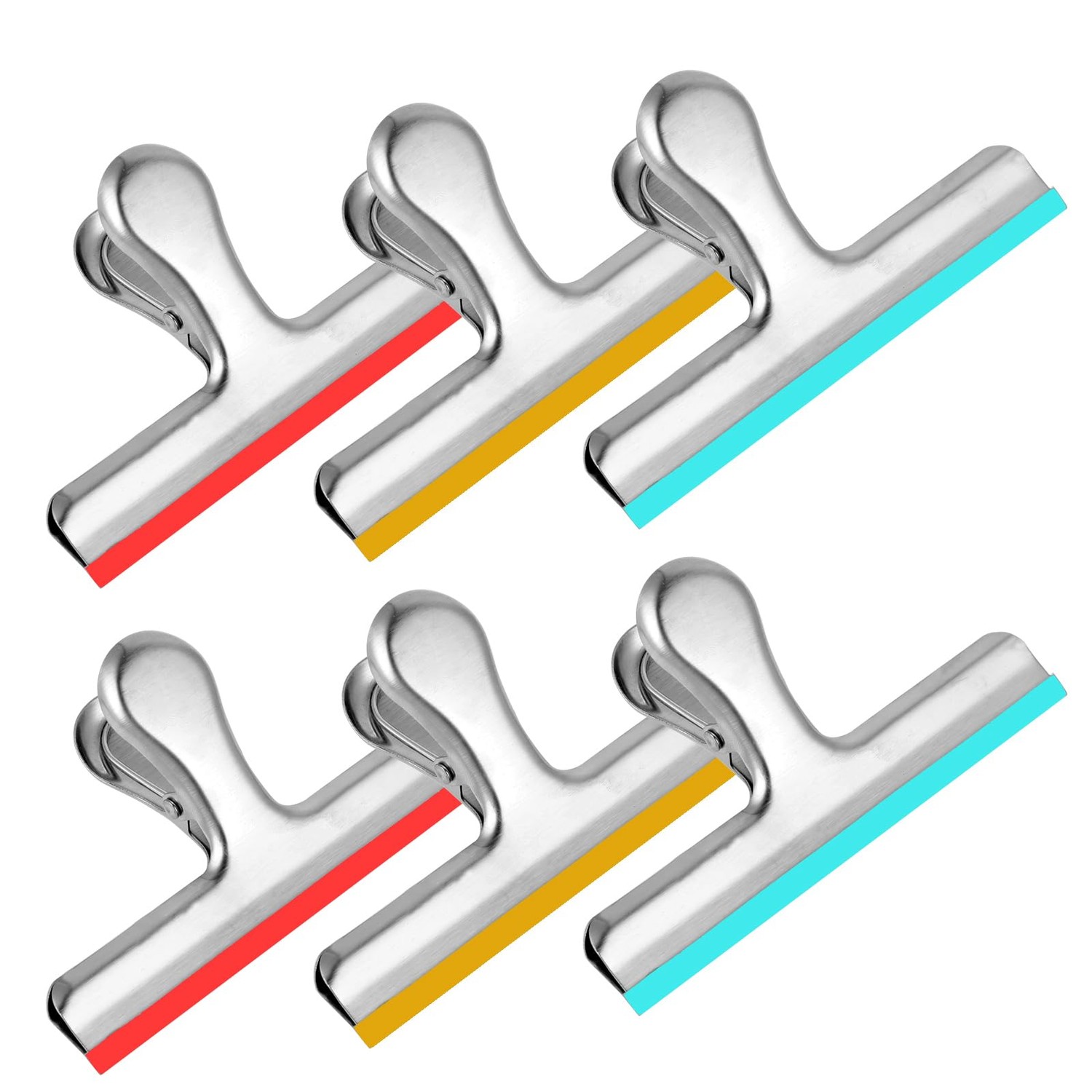 HOUSE AGAIN 6 Pack Stainless Steel Chip Bag Clips Covered with Colorful ...