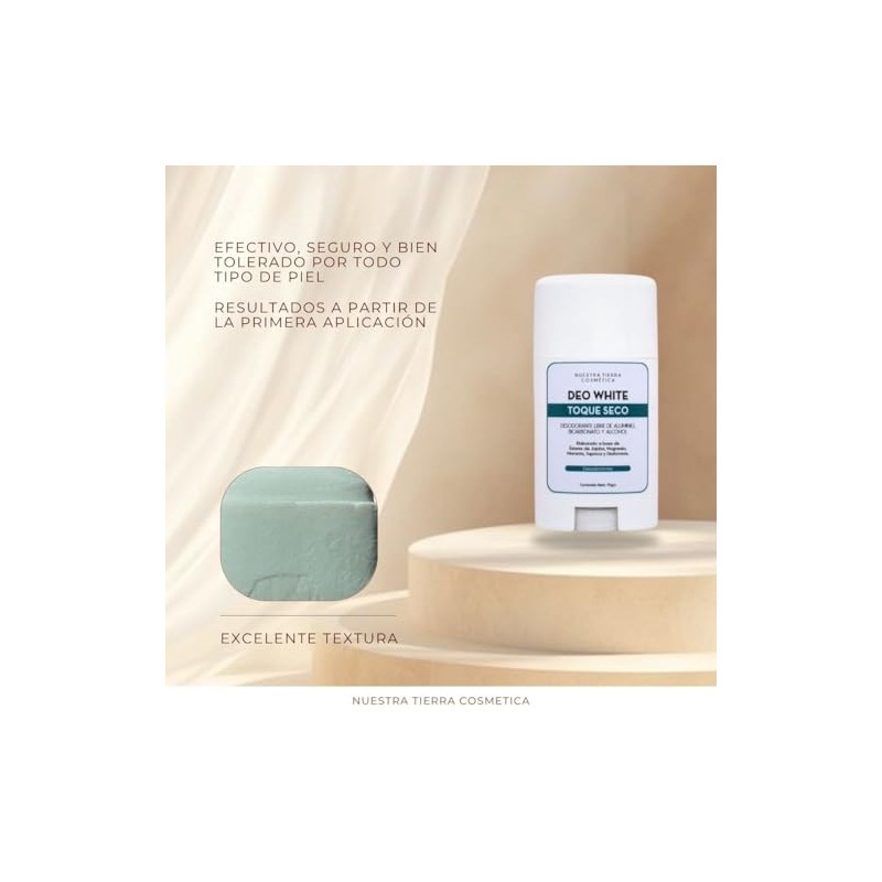 Nuestra Tierra Cosmtica Deo White Desodorante en Barra, Toque Seco,