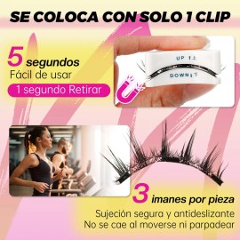 Kit De Pestañas Postizas Magnéticas Con Clip 2 Pares