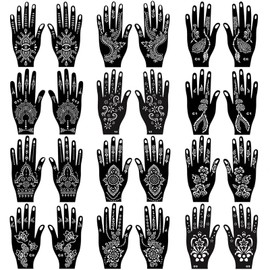 Henna Tattoo Stencils Kit for Hand, 24 Sheets Indian Arabic Temporary Tattoo Stencil Mehndi Stencil Sticker