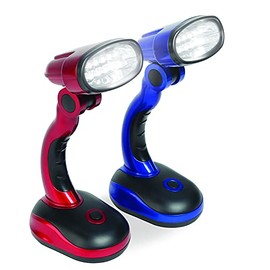 IdeaWorks Jobar International (Set/2) LED Desk Lamps with Pivoting Heads and Handled Necks, Large, Red Blue