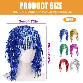 6PCS Hair Tinsel, Tinsel Wig, Party Wigs, for Fancy Dress Shiny Party Costume Cosplay Photo Props, Adult Male and Female Cosplay Headwear, Makeup Parties, Party Accessories (Multiple Colors)