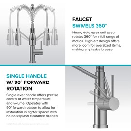 KRAUS Coda Commercial Style 2-Function Single Handle Pull Down Kitchen Faucet in Spot-Free Stainless Steel, KPF-1617SFS