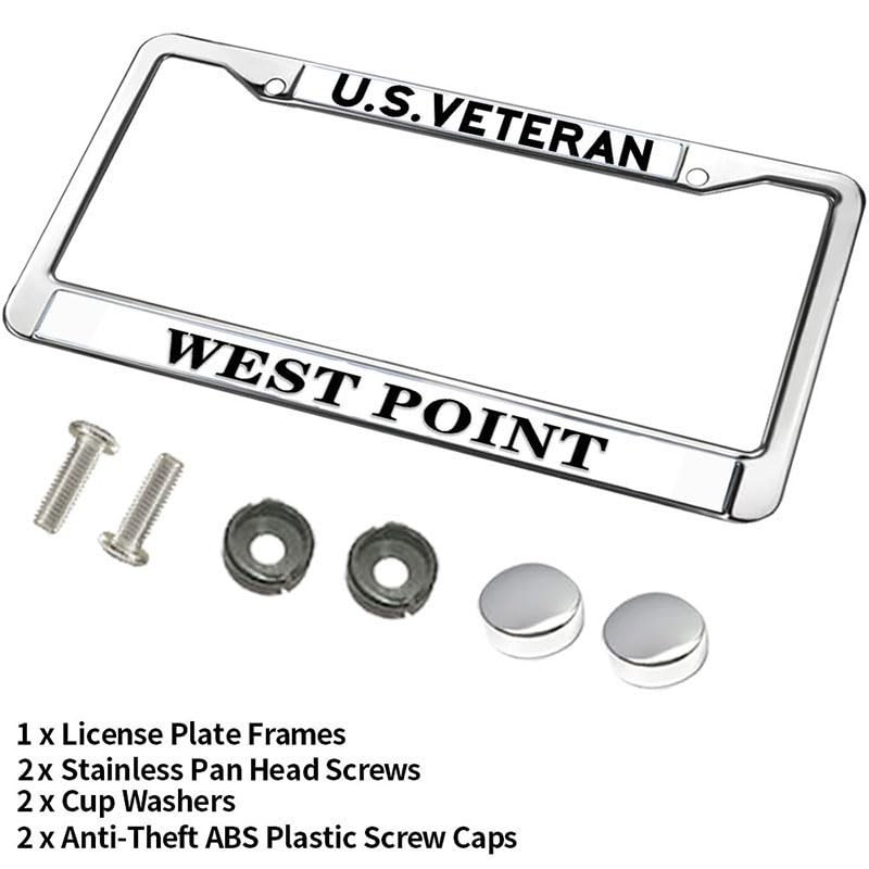 US Veteran West Point Stainless Steel License Plate Frame Proud