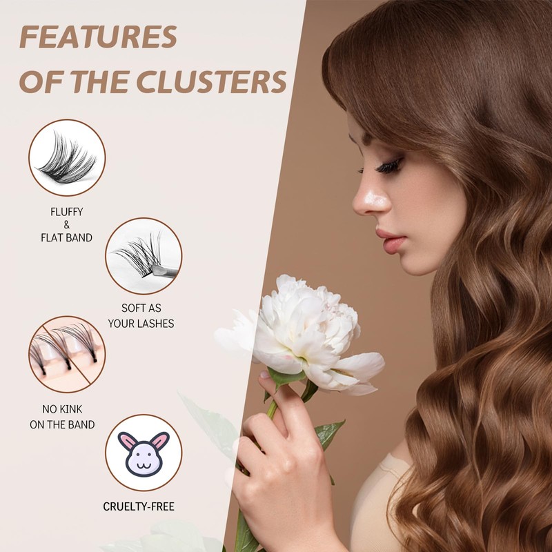 CNMTCCO Lash Clusters, 120Pcs DIY lash Extenisons 8-16MM D Curl