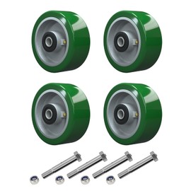 LONGRUNFORU 5" x 2" Industrial Casters, Polyurethane on Aluminum Wheel, Roller Bearing-1/2" Bore, Set of 4 Heavy Duty Caster Wheel with 4000 lbs Capacity(4 Pack)