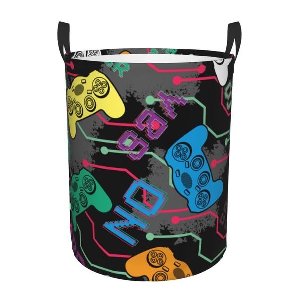 Gbuzozie Game Joysticks Round Laundry Hamper Video Game Controller Background